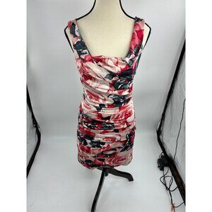 Express Mini Dress Womens Size 4 Pink Floral Sleeveless Ruched Bodycon